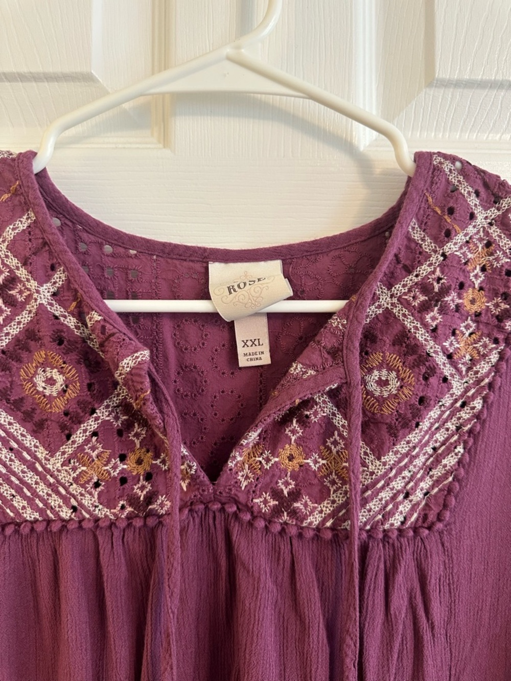 Knox Rose Mauve Purple Embroidered Boho Tunic - Picture 2 of 5